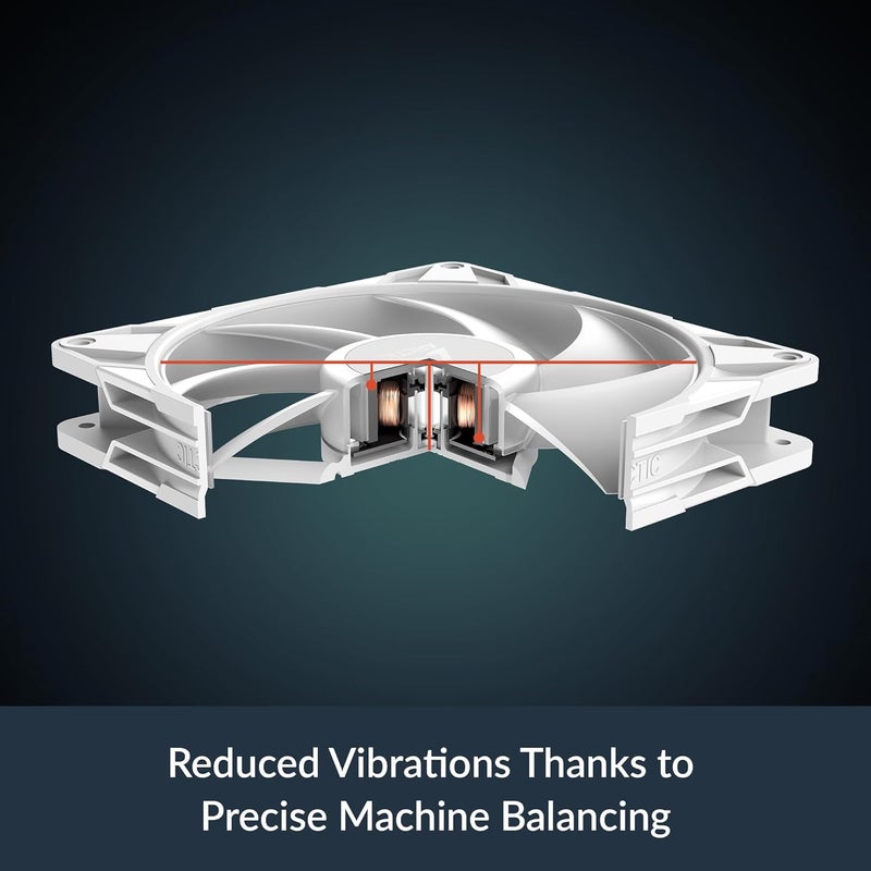 Arctic P14 Pro A-RGB (أبيض) - مروحة قوية متميزة، مروحة 140 مم PWM مع موصل Y، 400-2500 RPM، 0 RPM <5% PWM، 5V RGB رقمي، تحمل ديناميكي سائل - أبيض - Image 4